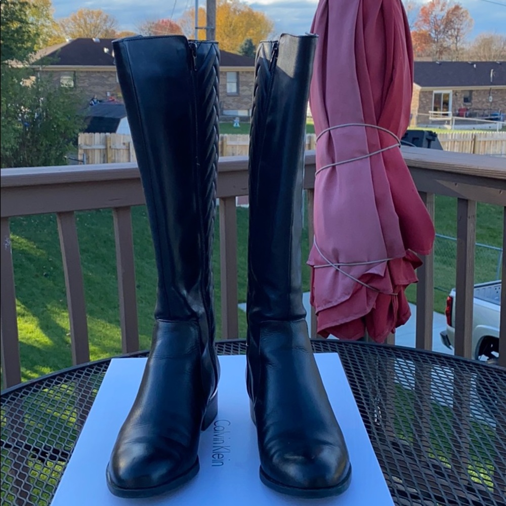 Calvin Klein black riding boots